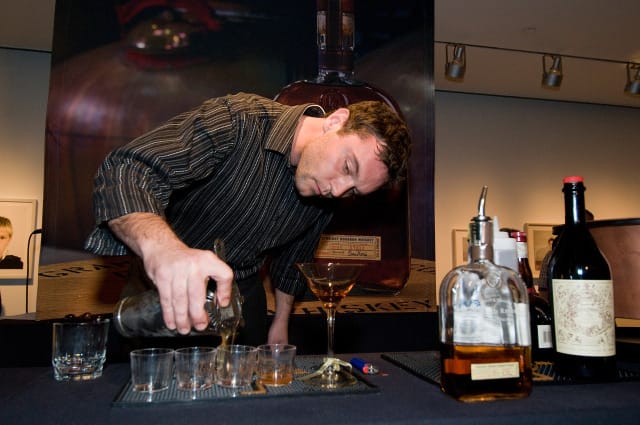 Jeromy Edwards and his winning Cider Manhattan in the Manhattan Experience Louisville