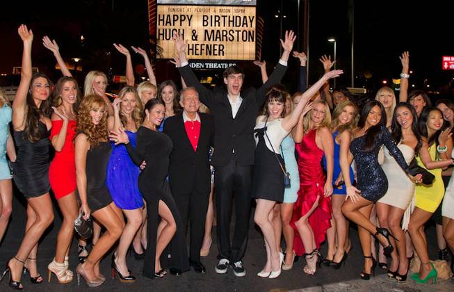 Hugh Hefner Marston Hefner Birthday Palms Casino and Resort  with Playboy models