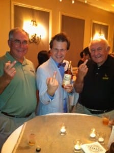 Wild Turkey Associate Distiller Eddie Russell, BourbonBlog Host Tom Fischer, and Wild Turkey Master Distiller Jimmy Russell Give the Bird to order you a Wild Turkey Bourbon