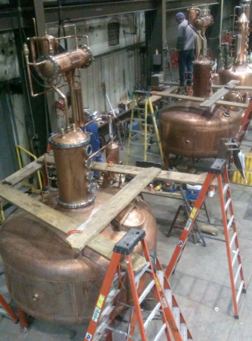 These copper pot stills as they are getting ready for their trip to Stranahan's Distillery 