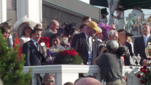 Winner's Circle Kentucky Derby 138 with Jockey Mario Gutierrez Trainer Doug O'Neill and Owner J. Paul Reddam celebrating the win of I'll Have Another