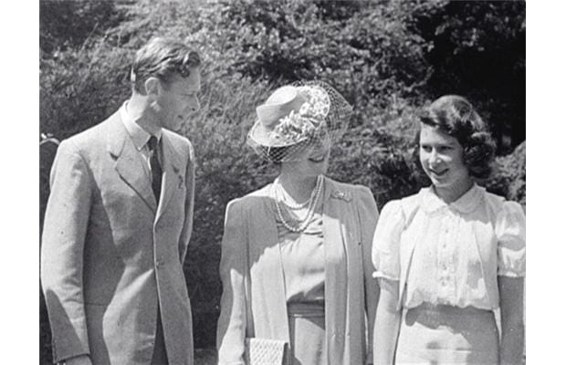  Britain’s Queen Elizabeth (the then Princess Elizabeth) (R), her mother Queen Elizabeth (C) and father King George VI, from archive film footage. The film, entitled Royal Road, was shot during a car trip around the grounds of Windsor Castle in 1941. 