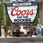 Breckenridge Distillery's outhouse racer was built with it's own branded bar featuring Breckenridge spirits and a Coors Beer sign