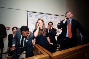 Sotheby's New York where bids were coming in the day of the Macallan Lalique Cire Pedue