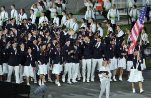 American Athletes at the Parade of Nations During the Opening Ceremony of London 2012 Olympics