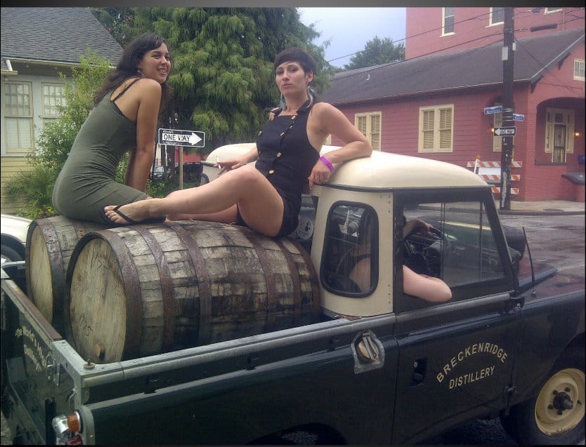 The Breckenridge Distillery rides their 1963 Land Rover through the French Quarter in New Orleans during Tales of the Cocktail 2012