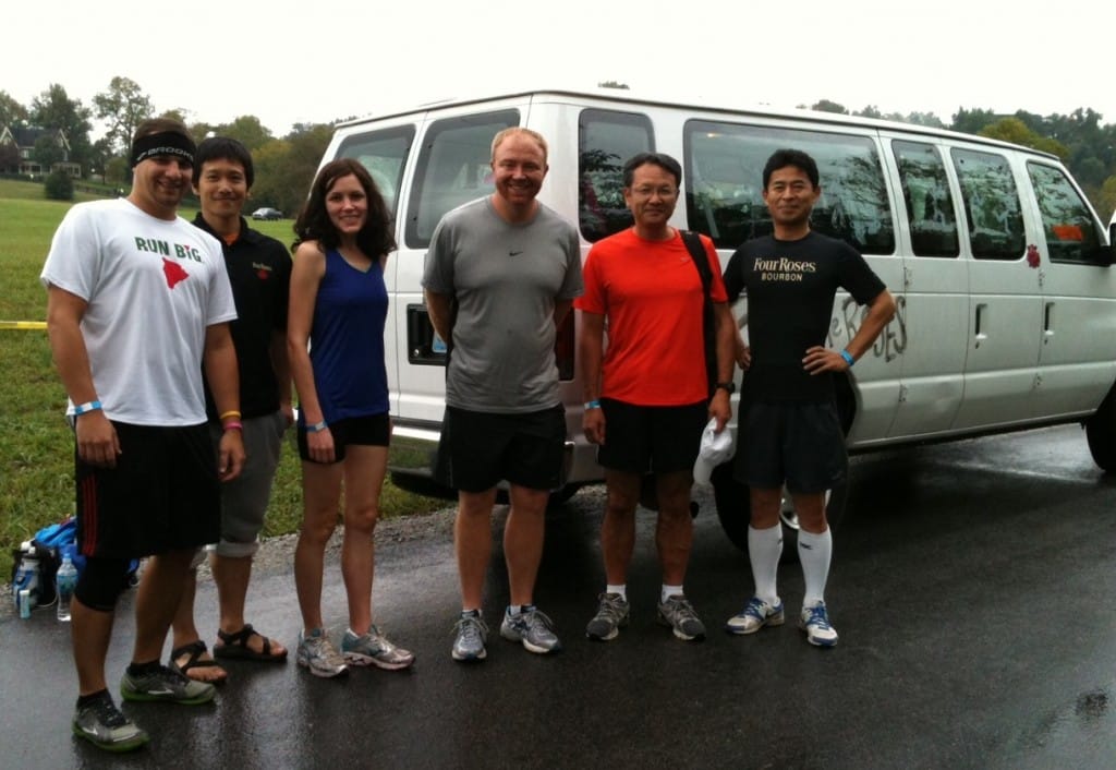 The "Running Four the Roses" Team of Four Roses including CEO Hideki Horiguchi "Hide", Brent Elliott, Kenta, CFO Toshi and friends at Bourbon Chase 2012