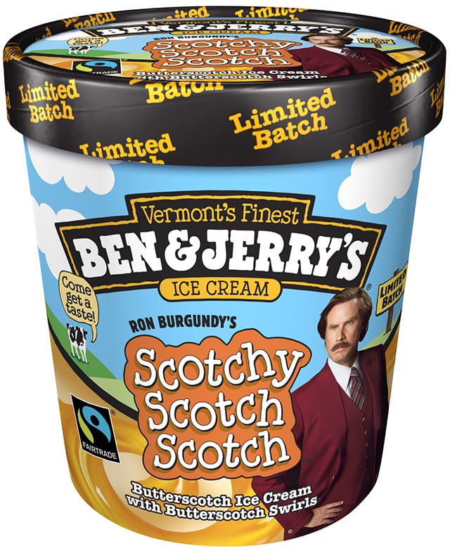Ben and Jerrys Ron Burgundy Scotchy Scotch Scotch ice Cream