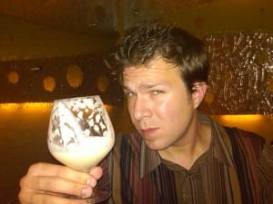 BourbonBlog.com's Tom Fischer toasts with a freshly mixed Durian Colada
