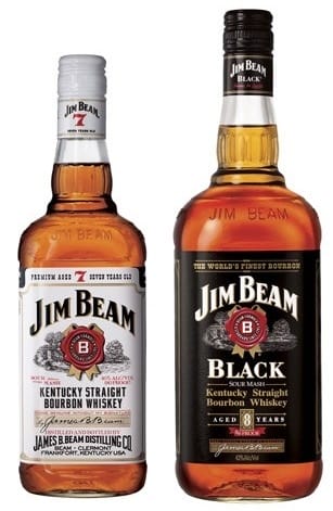 Older Design of Jim Beam Black next to the Original and still currently Jim Beam White Label
