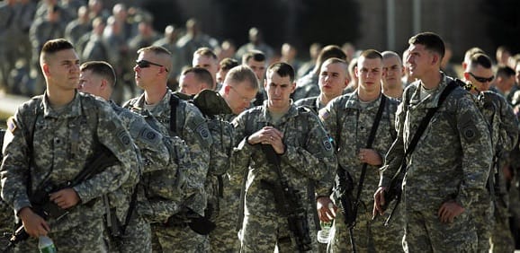 American soldiers troops come home from Iraq War back to USA