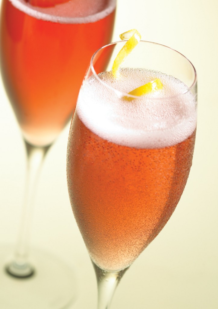 Champagne and Pink Cocktail