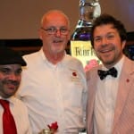 Mixologist/Bartender Kyle Tabler of Village Anchor, Four Roses Master Distiller Jim Rutledge, BourbonBlog.com Host Tom Fischer