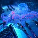 Fatboy Slim at London Olympics 2012 Closing Ceremony on top of a giant octopus  performing Right Here, Right Now and Rockafeller Skank