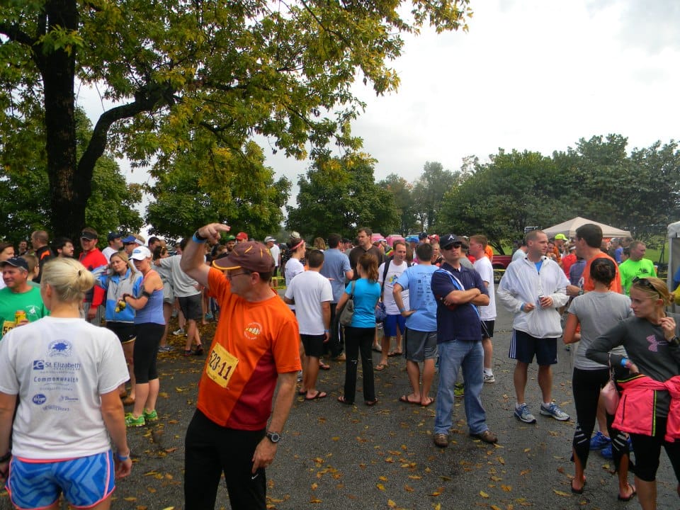 Bourbon Chase 2012 Teams, volunteers and runners gather at Marker's Mark Distillery to watch the hand offs 