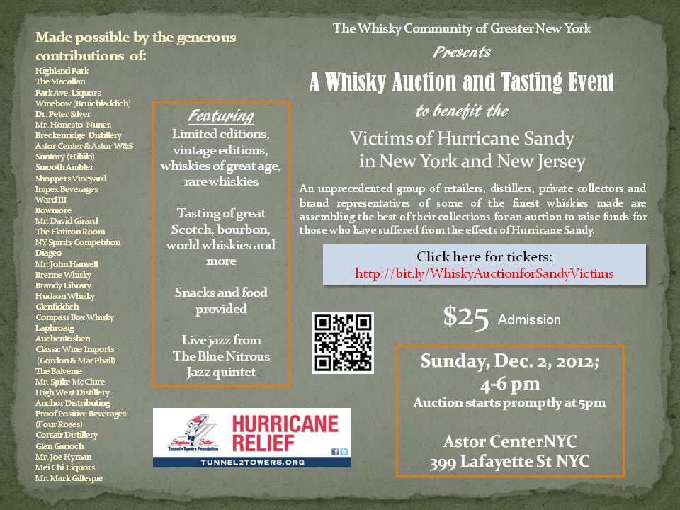 Whisky Auction and Tasting Event Sandy Victims New York