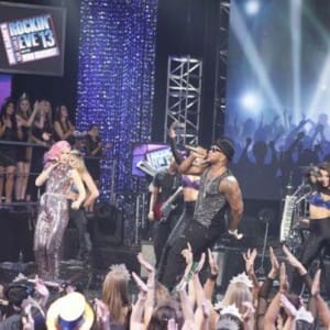 Flo Rida performs with StayC at Dick Clark's New Years Rockin Eve