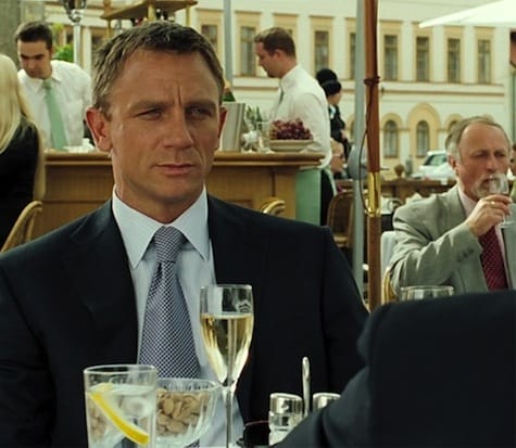 James Bond drinking Champagne