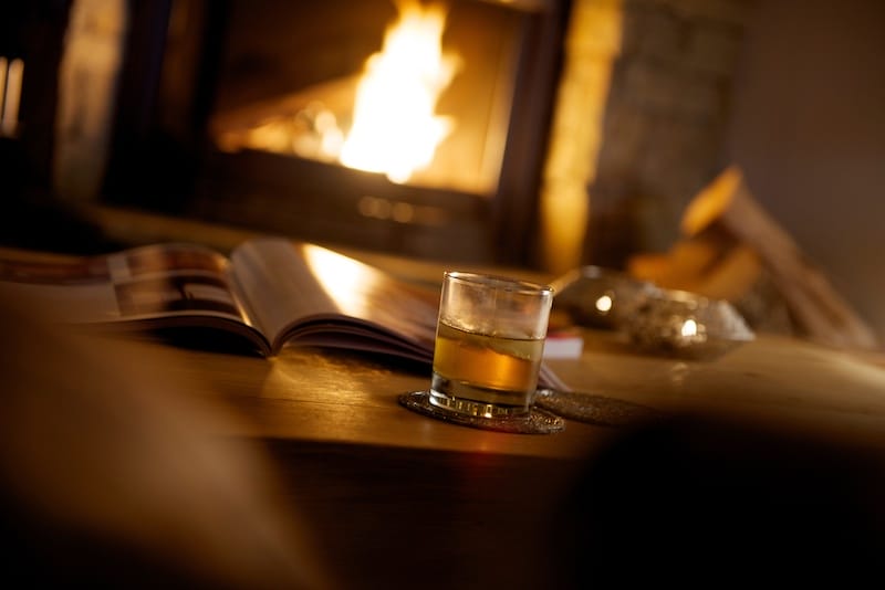 Whiskey by Fireplace