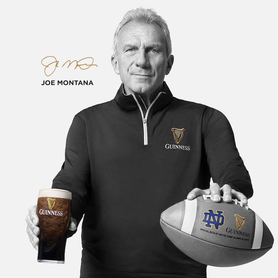 Guinness and Notre Dame Joe Montana 